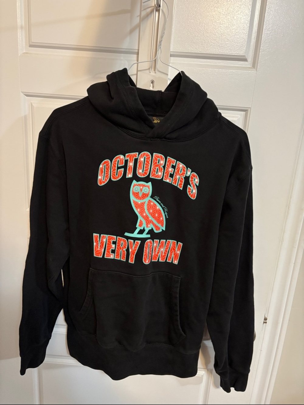 Black  Sweatshirt with Turquoise & red Owl Graphic